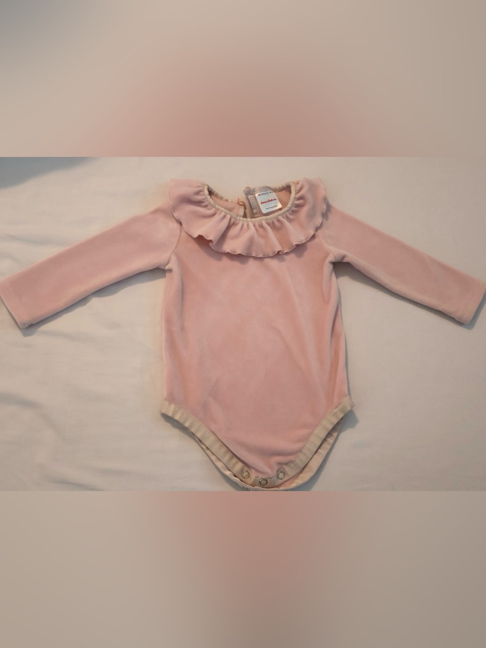 Hanna Andersson Velvet Pink Ruffle Collar One-Piece Bodysuit - Kids